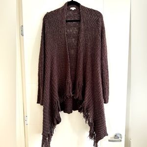 Nordstroms BP Long Fringe Brown Cardigan Sweater - women’s size medium
